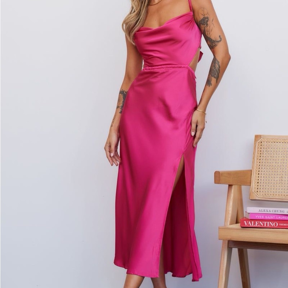Hello Molly Extra Large Fuchsia Pink Backless Freshest Brew Midi Dress, like new